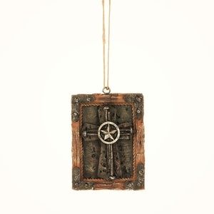 Rustic Framed Cross Ornament